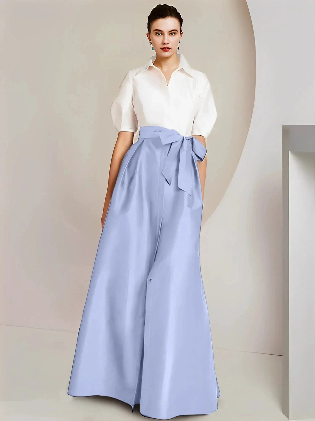 A-Line/Princess Shirt Collar Short Sleeves 2 pieces Mother Of The Bride Dresses by Dreamylily