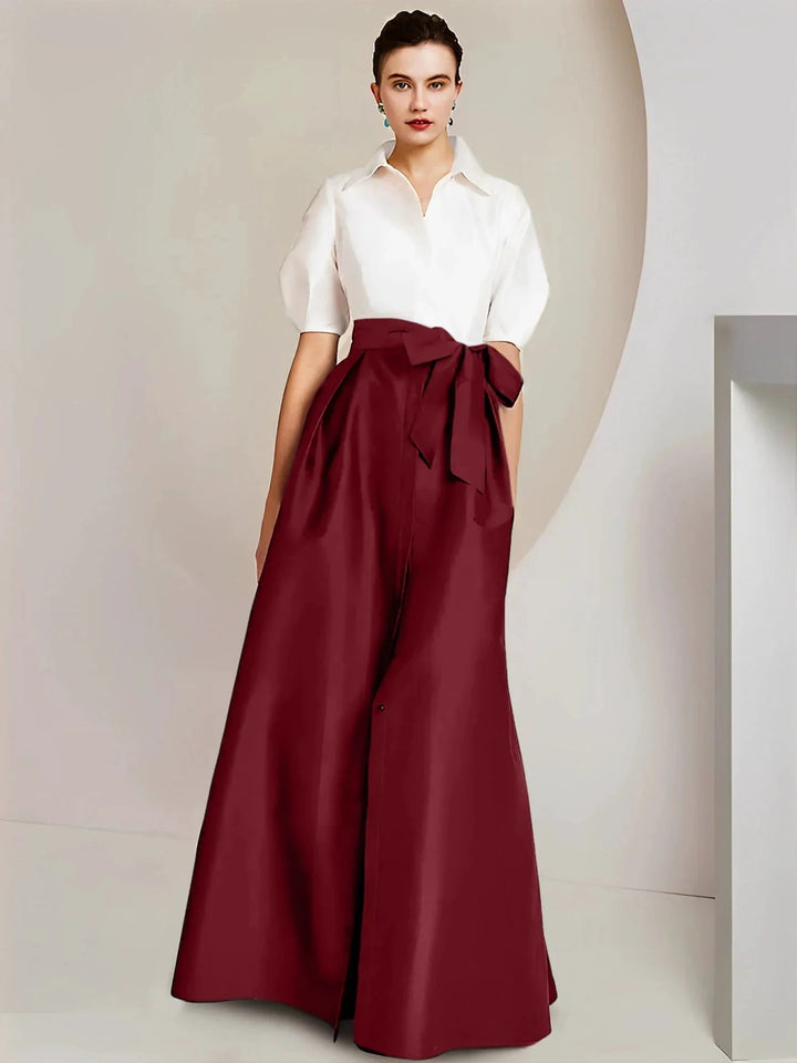 A-Line/Princess Shirt Collar Short Sleeves 2 pieces Mother Of The Bride Dresses by Dreamylily