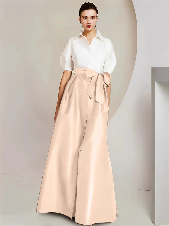 A-Line/Princess Shirt Collar Short Sleeves 2 pieces Mother Of The Bride Dresses by Dreamylily