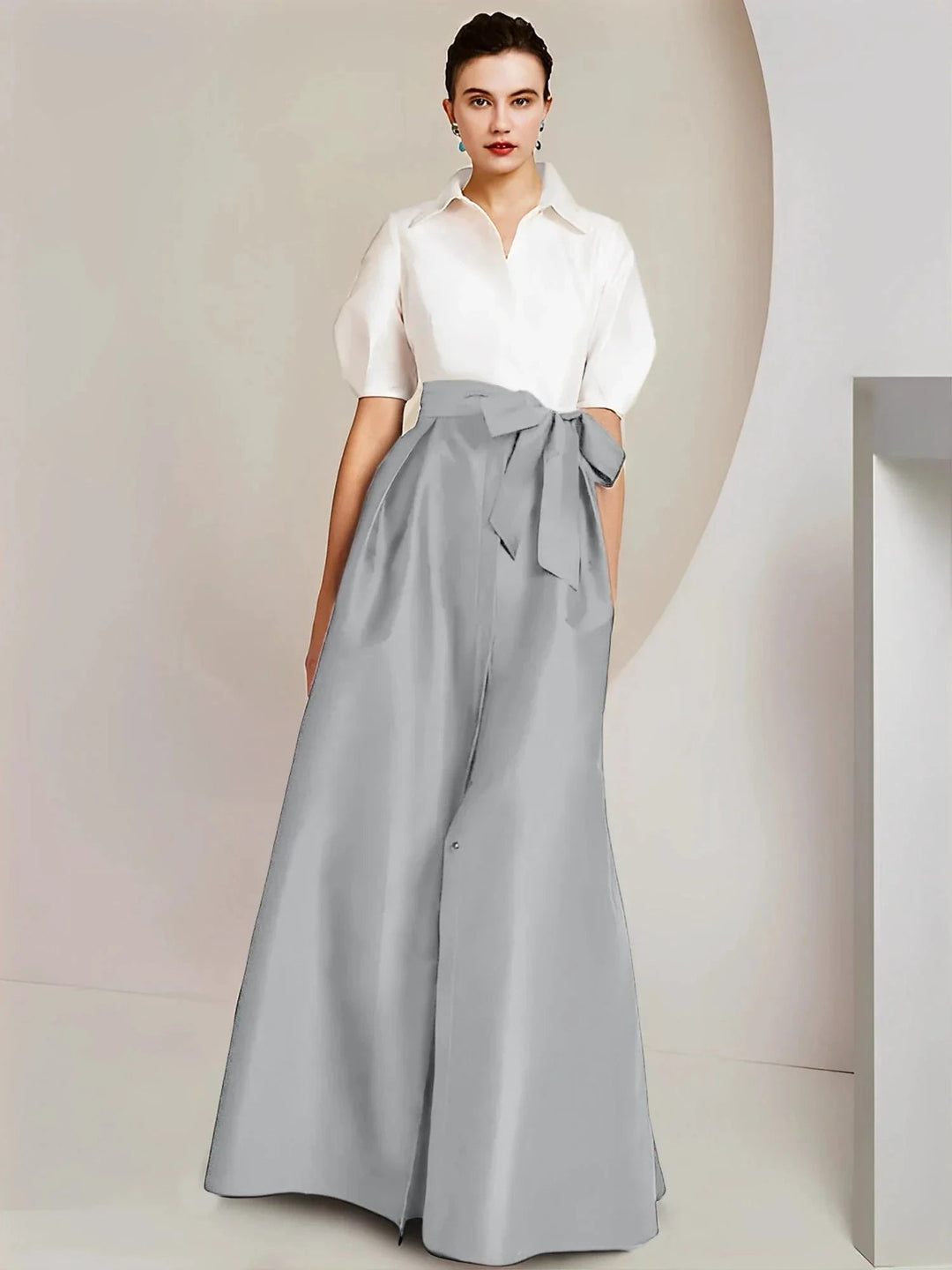 A-Line/Princess Shirt Collar Short Sleeves 2 pieces Mother Of The Bride Dresses by Dreamylily