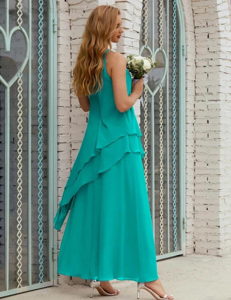 Chiffon Long Plus Size Mother of Bride Dresses Formal Bridesmaid Prom Gown SY28019 by numbersea