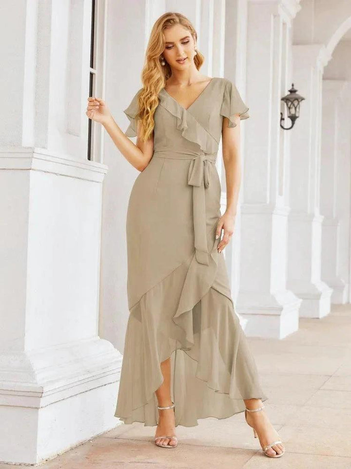 Numbersea Ruffled Bridesmaid Dresses Mermaid Formal Violin Evening Party Prom Gowns 28042 by numbersea