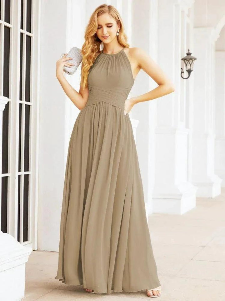 Numbersea Sleeveless Bridesmaid Dresses Long Prom Gown Zipper with Keyhole Back 28056 by numbersea