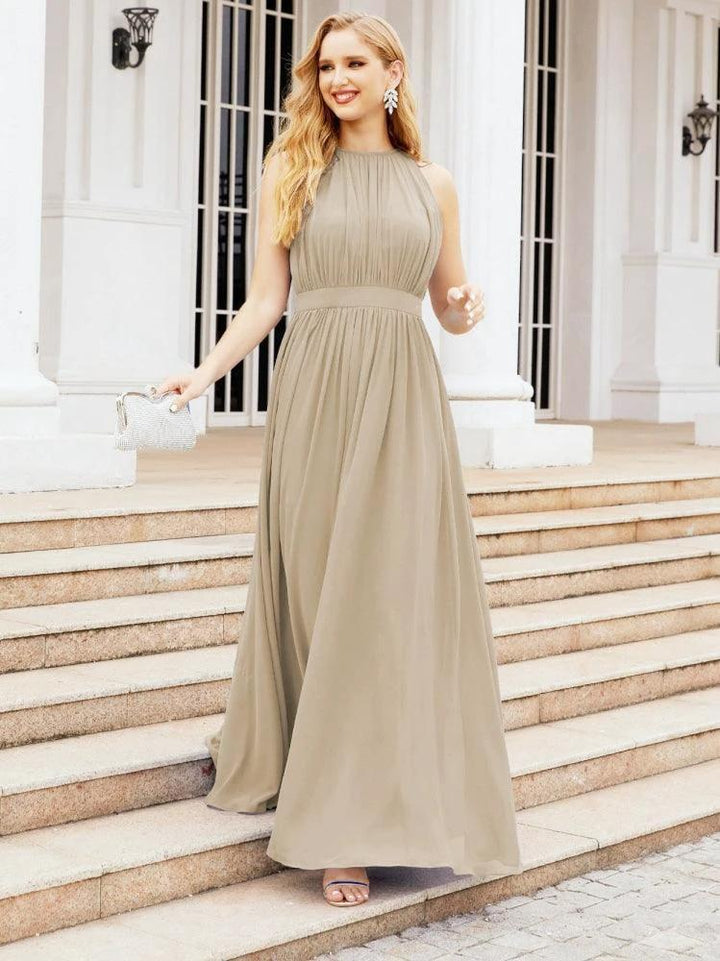 Numbersea Halter Bridesmaid Dress Empire Waist Formal Evening Prom Gown for Mother of The Bride 28030 by numbersea