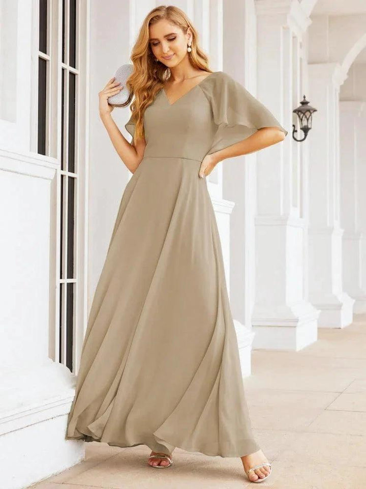 Numbersea Bridesmaid Dresses for Wedding Formal Evening Party Prom Gown with Cape 28050 by numbersea