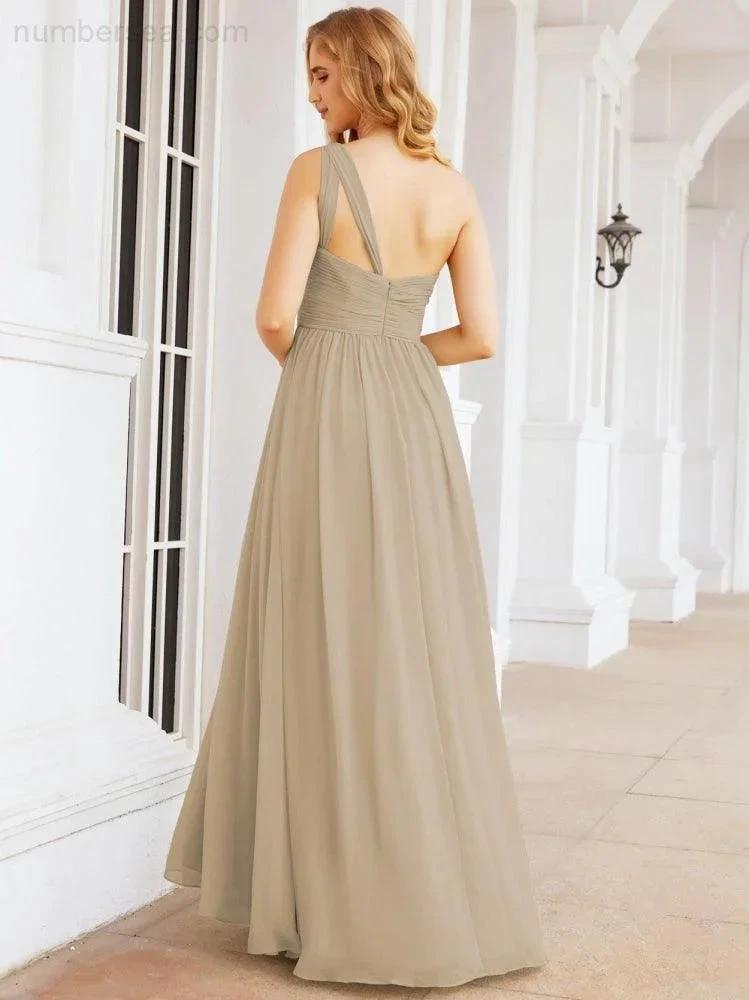 Numbersea One Shoulder Bridesmaid Dresses Long Maxi Formal Evening Party Prom Gowns 28061 by numbersea