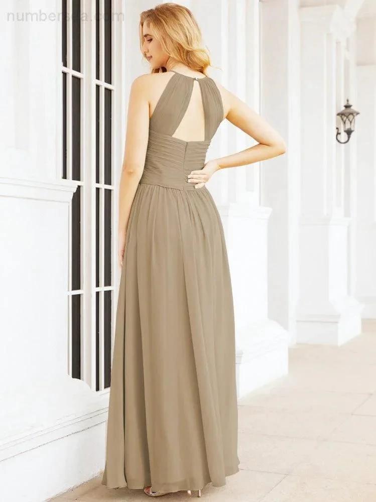 Numbersea Sleeveless Bridesmaid Dresses Long Prom Gown Zipper with Keyhole Back 28056 by numbersea