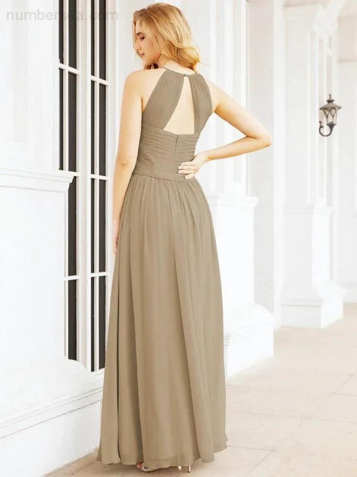 Numbersea Sleeveless Bridesmaid Dresses Long Prom Gown Zipper with Keyhole Back 28056 by numbersea