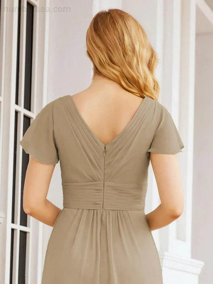 Numbersea Formal Prom Gowns for Mother of The Bride Cap Sleeves Bridesmaid Dress 28047 by numbersea