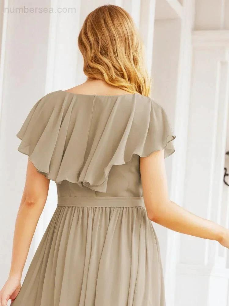 Bridesmaid Dresses with Flutter Sleeves Formal Evening Party Prom Gowns 28044 by numbersea