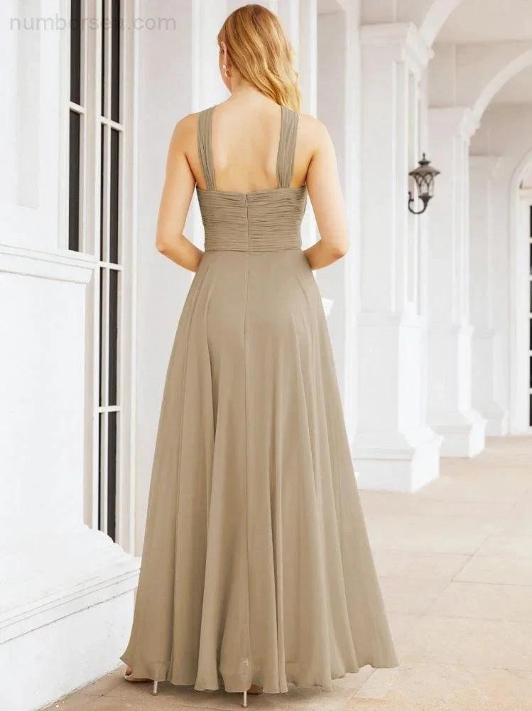 Numbersea Crisscross Halter Bridesmaid Dresses for Party Wedding Evening Prom Maxi Ball Gowns 28053 by numbersea