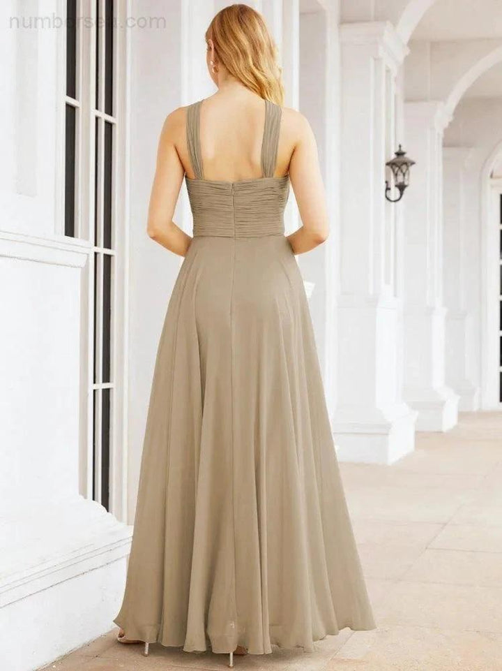 Numbersea Crisscross Halter Bridesmaid Dresses for Party Wedding Evening Prom Maxi Ball Gowns 28053 by numbersea