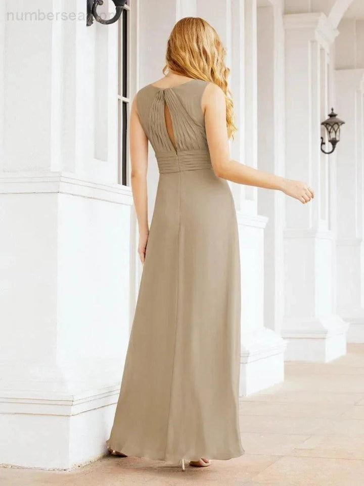 Formal Prom Gown Elegant V-Neck Sleeveless Bridesmaid Dresses for Wedding Party 28037 by numbersea