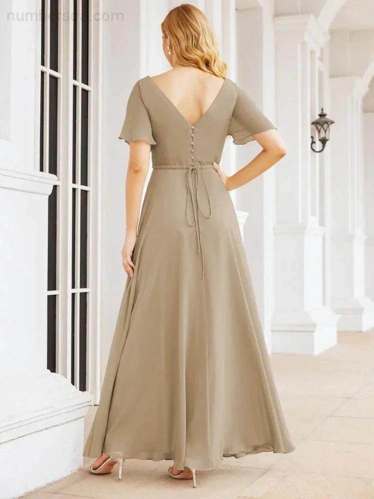 Numbersea Formal Prom Gowns for Mother of The Bride Short Sleeves Bridesmaid Dress 28049 by numbersea