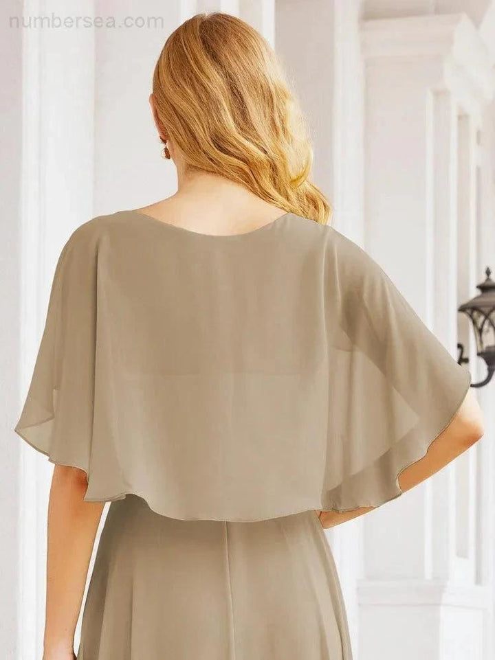 Numbersea Bridesmaid Dresses for Wedding Formal Evening Party Prom Gown with Cape 28050 by numbersea