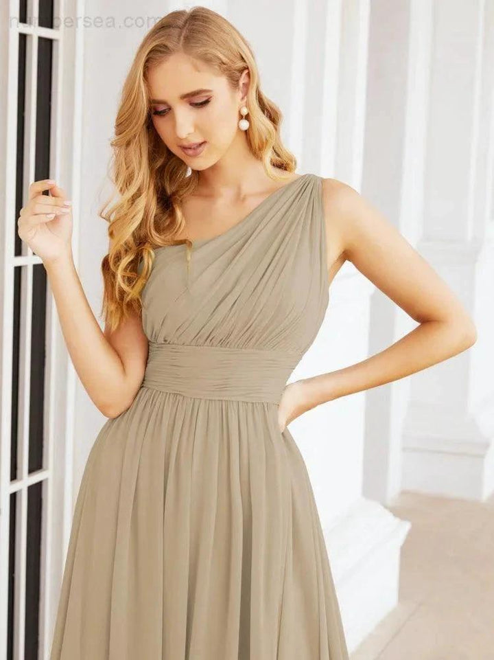 Numbersea One Shoulder Bridesmaid Dresses Long Maxi Formal Evening Party Prom Gowns 28061 by numbersea