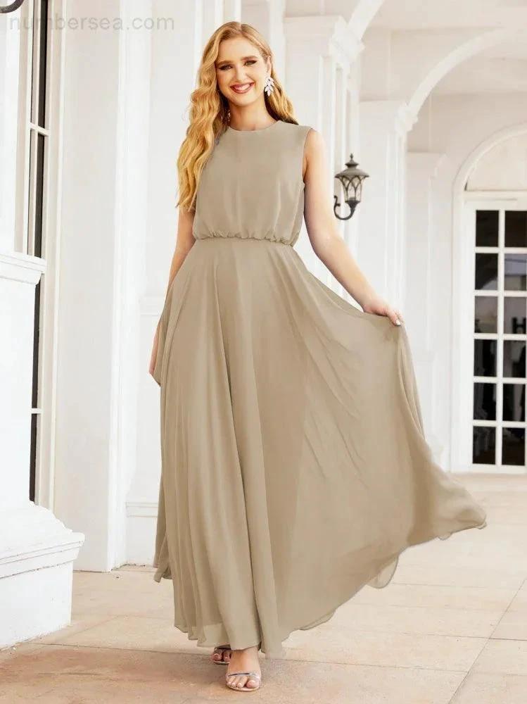 Numbersea Sleeveless Long Bridesmaid Dress A line Formal Evening Prom Gown 28025 by numbersea