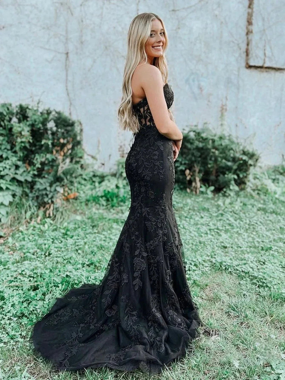 Evie |Mermaid Sweetheart Neck Lace Long Prom Dress With Appliques by KissProm