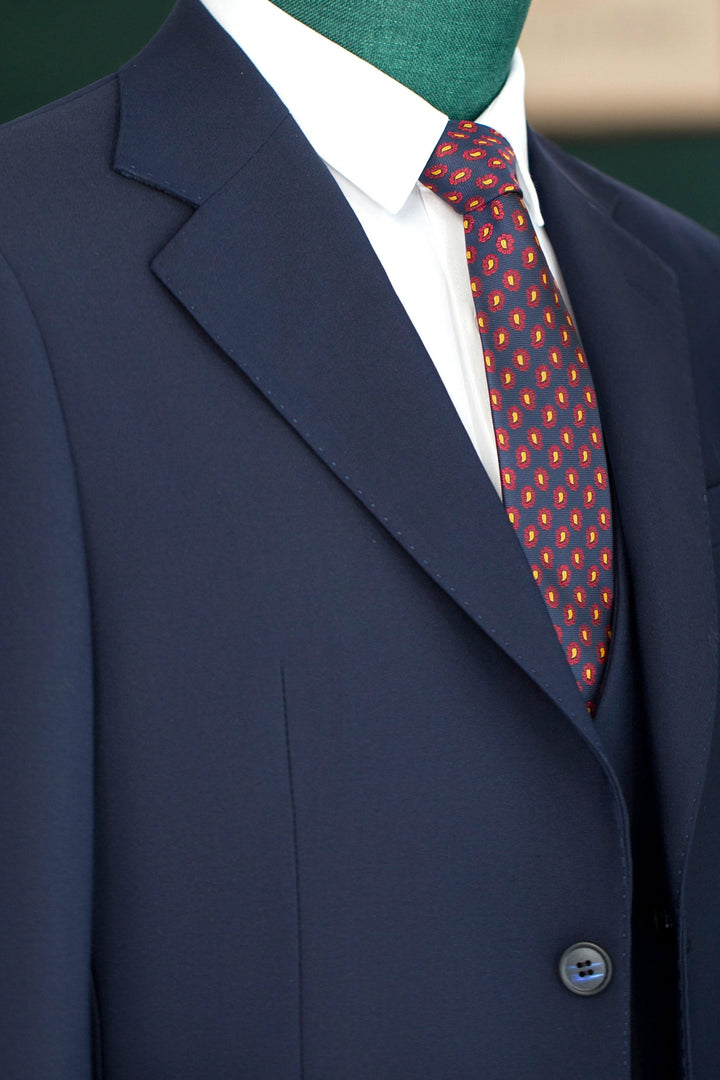 Navy Blue Wool 3-Piece Wedding Suit | Tailored Groom &amp; Groomsmen Attire by 男装