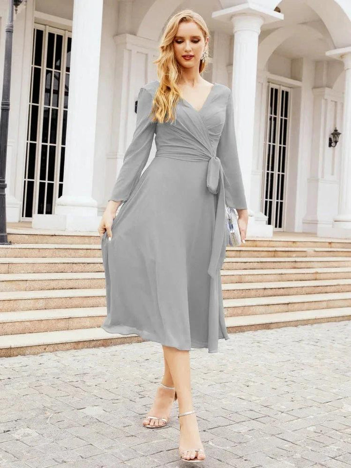 Bridesmaid Dress V-Back Waist Belt Mother of the Bride Wedding Guest SY28031 by numbersea
