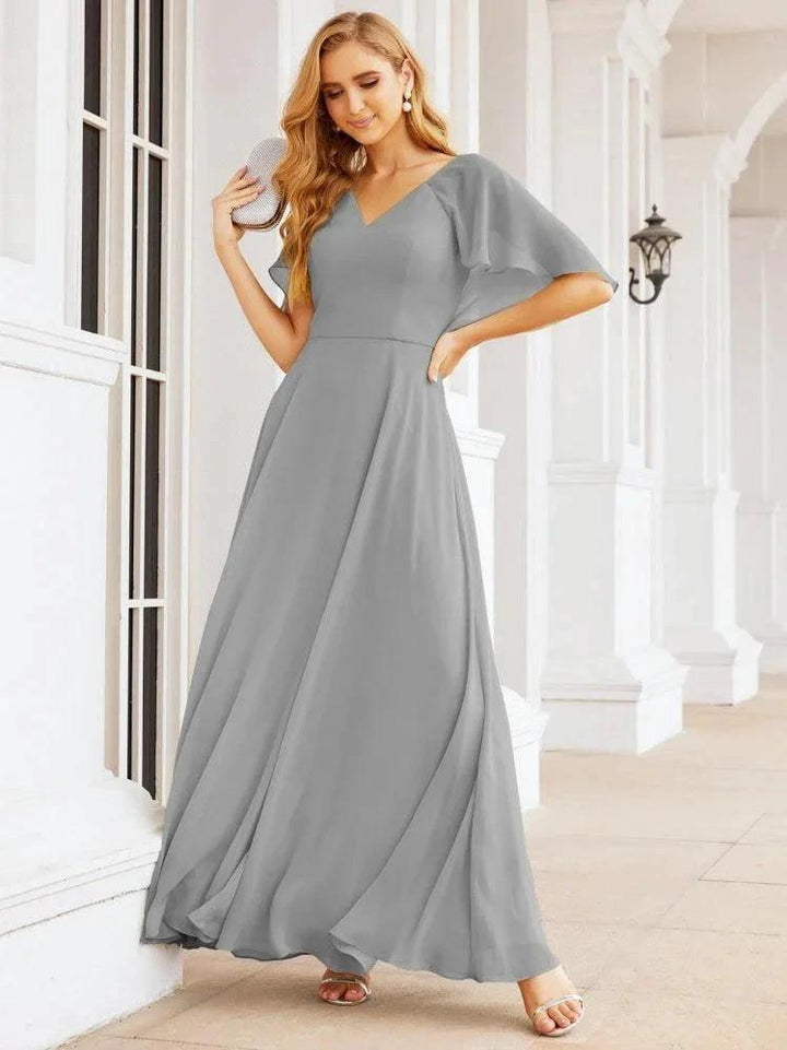 Numbersea Bridesmaid Dresses for Wedding Formal Evening Party Prom Gown with Cape 28050 by numbersea