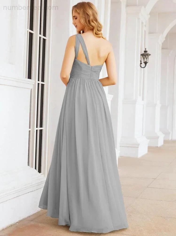 Numbersea One Shoulder Bridesmaid Dresses Long Maxi Formal Evening Party Prom Gowns 28061 by numbersea