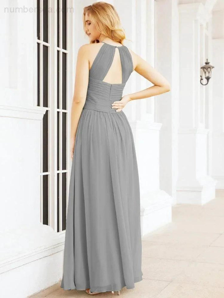 Numbersea Sleeveless Bridesmaid Dresses Long Prom Gown Zipper with Keyhole Back 28056 by numbersea