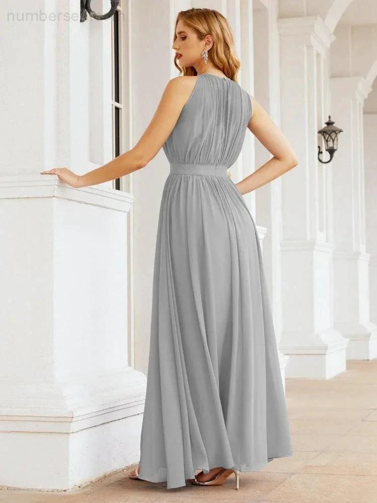Numbersea Halter Bridesmaid Dress Empire Waist Formal Evening Prom Gown for Mother of The Bride 28030 by numbersea
