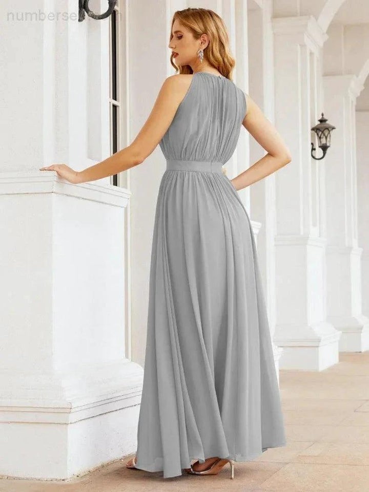 Numbersea Halter Bridesmaid Dress Empire Waist Formal Evening Prom Gown for Mother of The Bride 28030 by numbersea