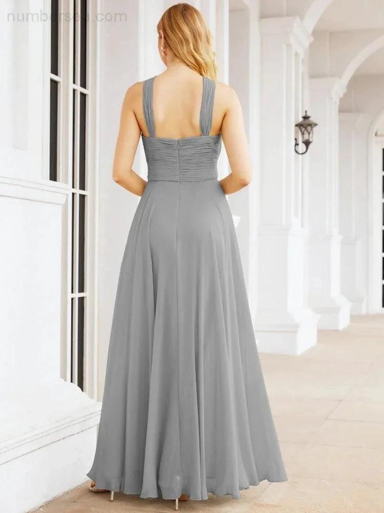 Numbersea Crisscross Halter Bridesmaid Dresses for Party Wedding Evening Prom Maxi Ball Gowns 28053 by numbersea