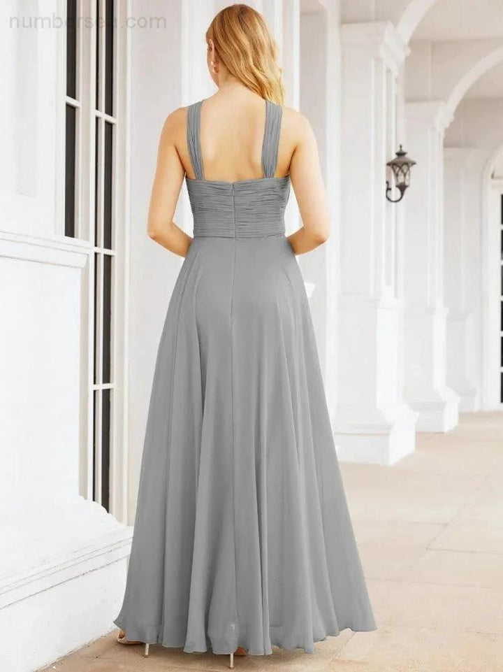 Numbersea Crisscross Halter Bridesmaid Dresses for Party Wedding Evening Prom Maxi Ball Gowns 28053 by numbersea