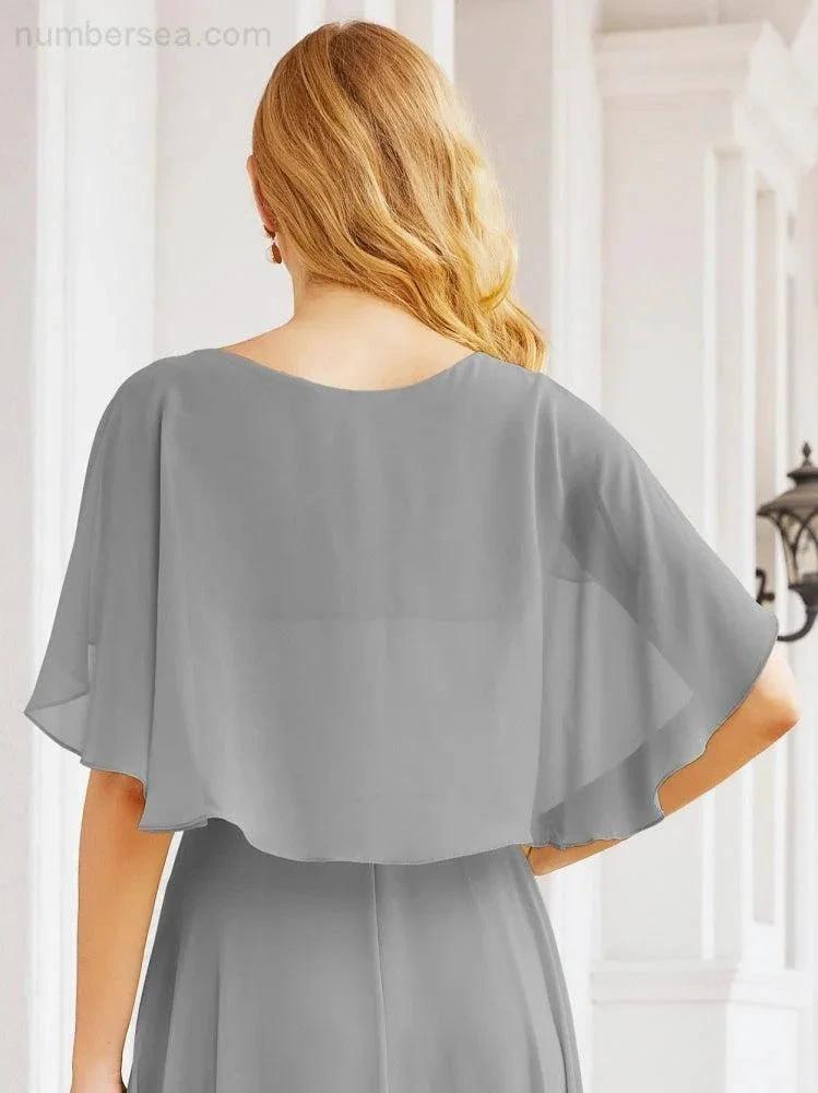Numbersea Bridesmaid Dresses for Wedding Formal Evening Party Prom Gown with Cape 28050 by numbersea