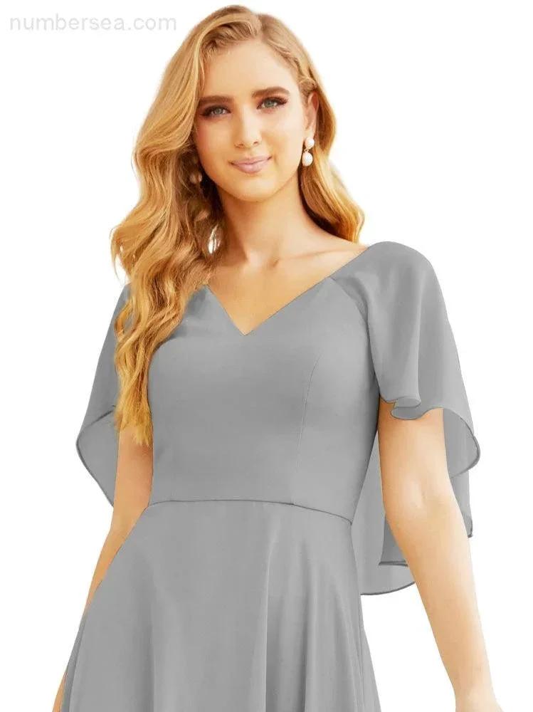 Numbersea Bridesmaid Dresses for Wedding Formal Evening Party Prom Gown with Cape 28050 by numbersea