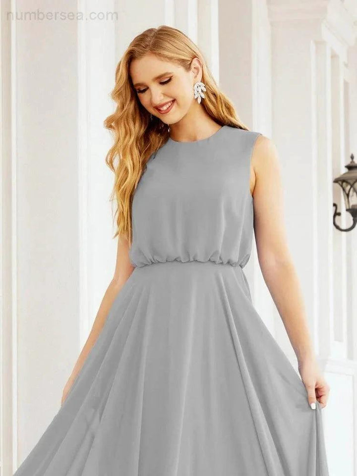 Numbersea Sleeveless Long Bridesmaid Dress A line Formal Evening Prom Gown 28025 by numbersea