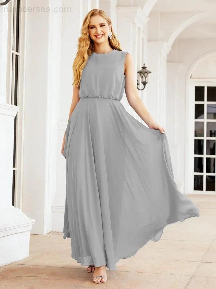 Numbersea Sleeveless Long Bridesmaid Dress A line Formal Evening Prom Gown 28025 by numbersea