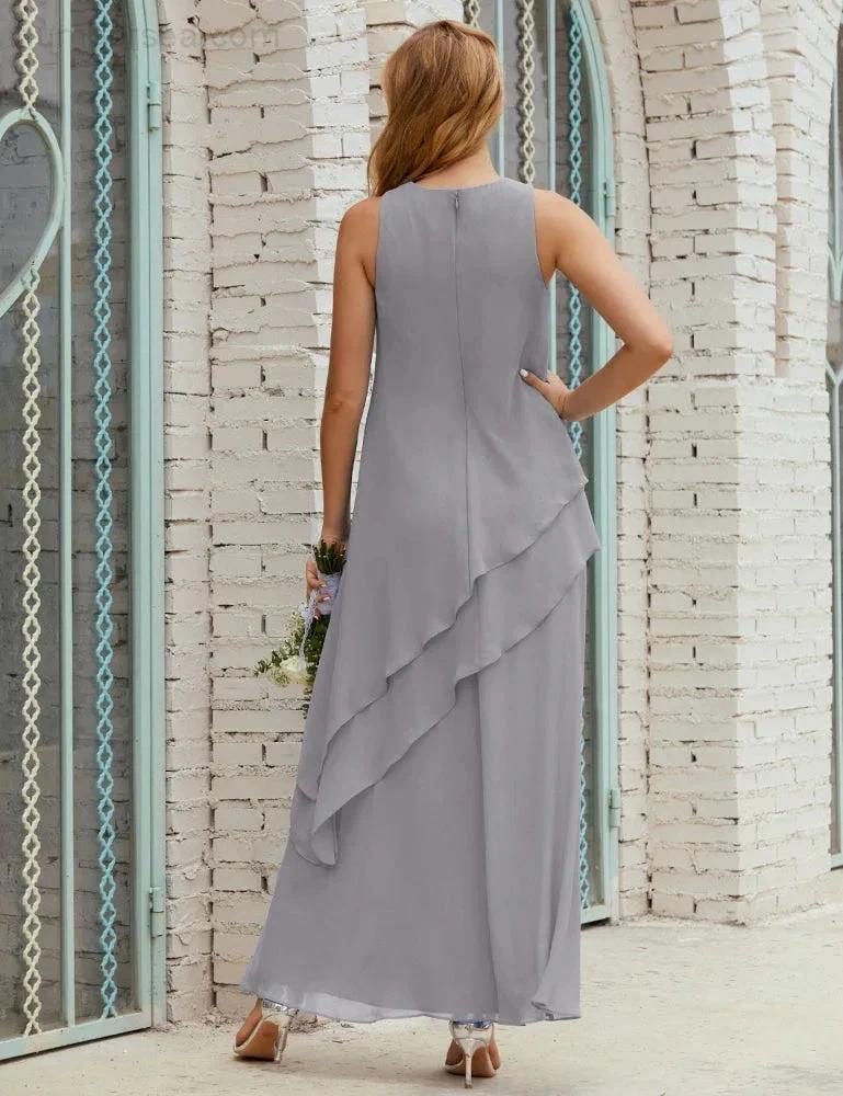 Chiffon Long Plus Size Mother of Bride Dresses Formal Bridesmaid Prom Gown SY28019 by numbersea