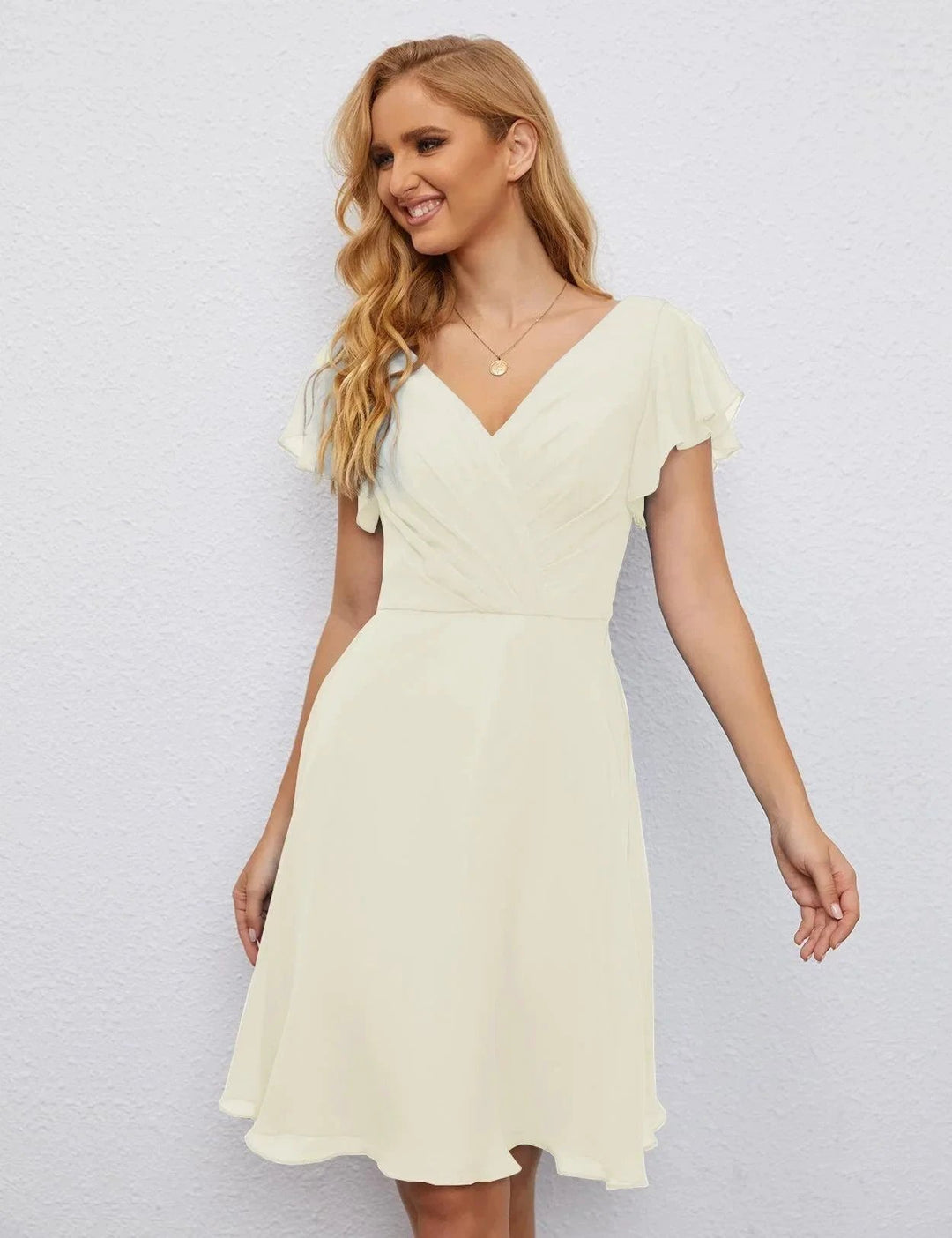 Numbersea U Back Homecoming Dress Formal Prom Dress Knee Length Short Sleeves Cocktail Party Dress 28077 by numbersea