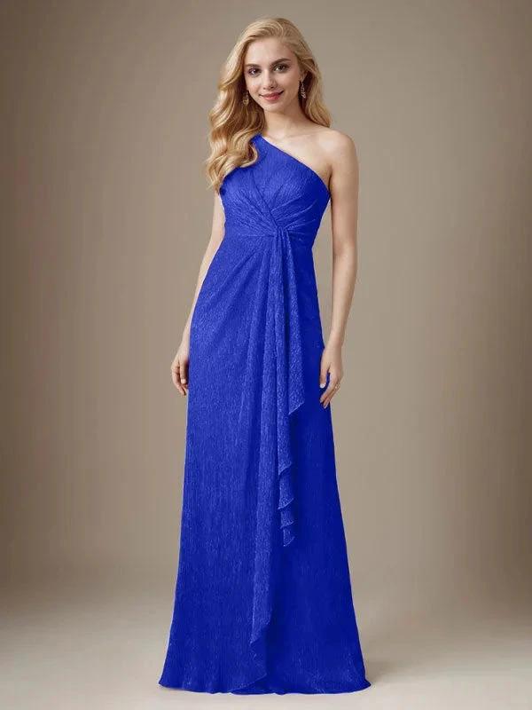 Ruby Sheath One Shoulder Metallic Mesh Dress Mother of the Bride Dress by Dreamylily