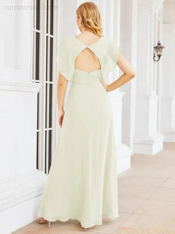 Sunnderly Bridesmaid Dresses Cape Formal Prom Dress Open Back Gowns for Mother of The Bride SY28058 by numbersea
