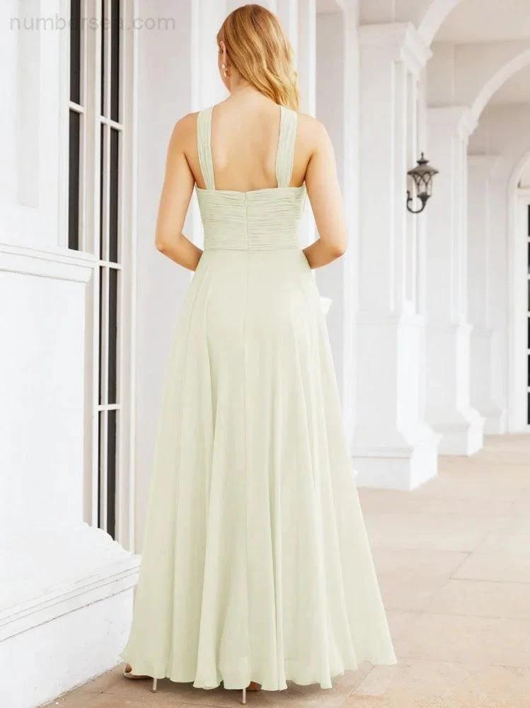 Numbersea Crisscross Halter Bridesmaid Dresses for Party Wedding Evening Prom Maxi Ball Gowns 28053 by numbersea