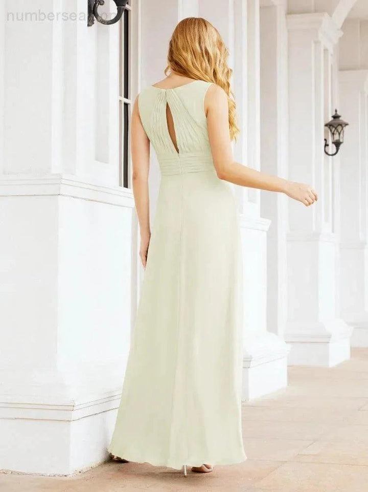 Formal Prom Gown Elegant V-Neck Sleeveless Bridesmaid Dresses for Wedding Party 28037 by numbersea