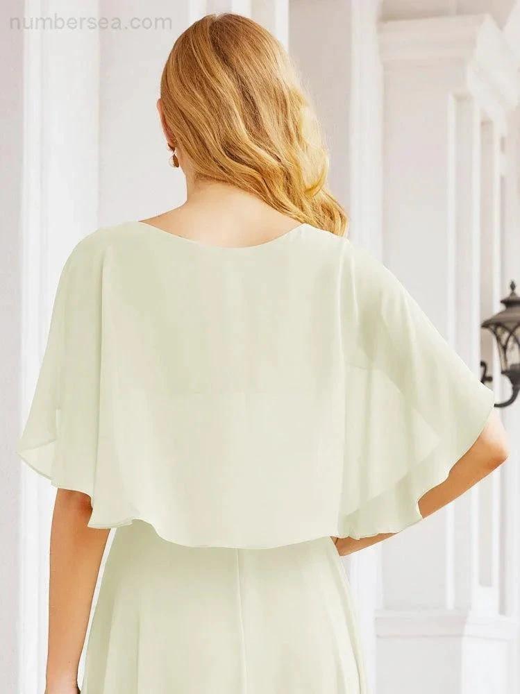 Numbersea Bridesmaid Dresses for Wedding Formal Evening Party Prom Gown with Cape 28050 by numbersea