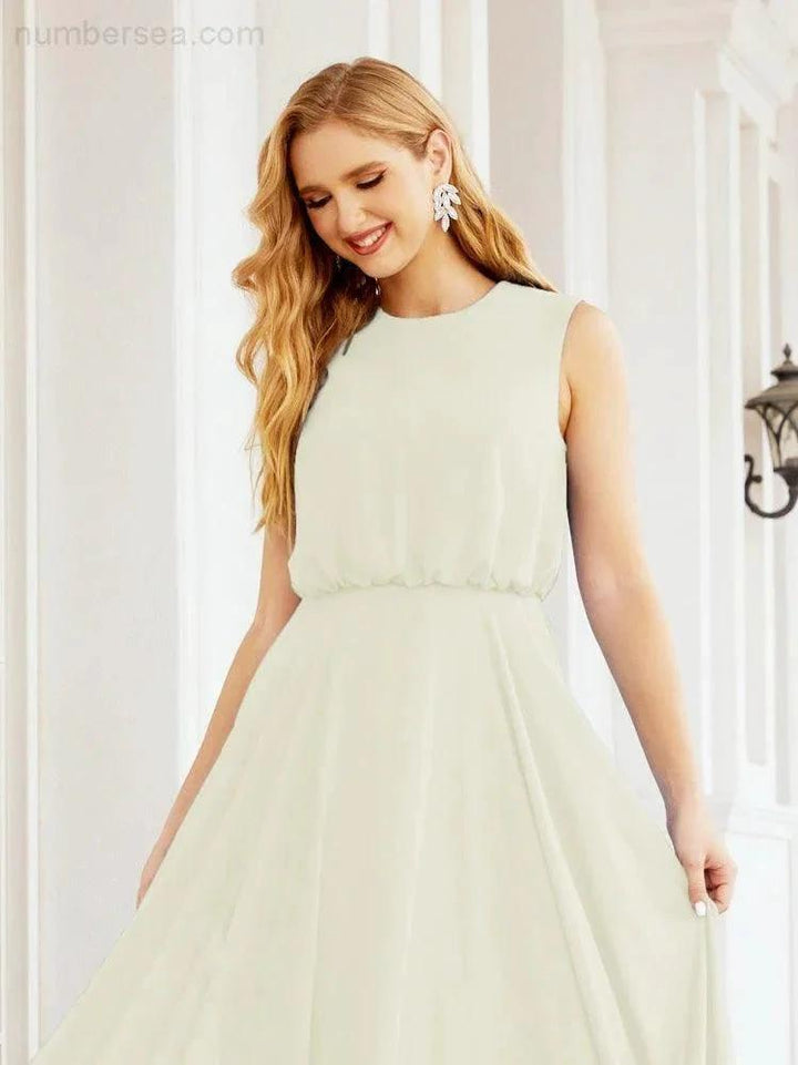 Numbersea Sleeveless Long Bridesmaid Dress A line Formal Evening Prom Gown 28025 by numbersea