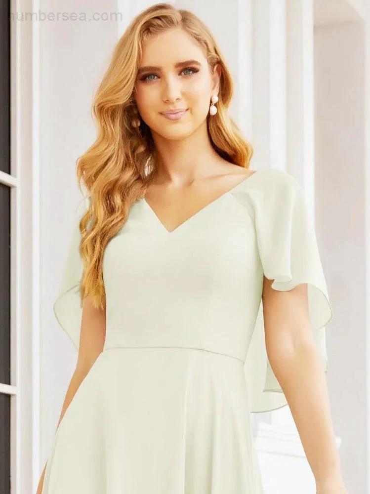 Numbersea Bridesmaid Dresses for Wedding Formal Evening Party Prom Gown with Cape 28050 by numbersea
