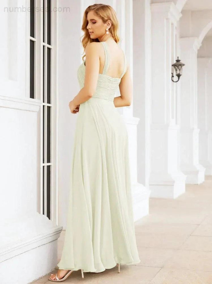 Numbersea Crisscross Halter Bridesmaid Dresses for Party Wedding Evening Prom Maxi Ball Gowns 28053 by numbersea