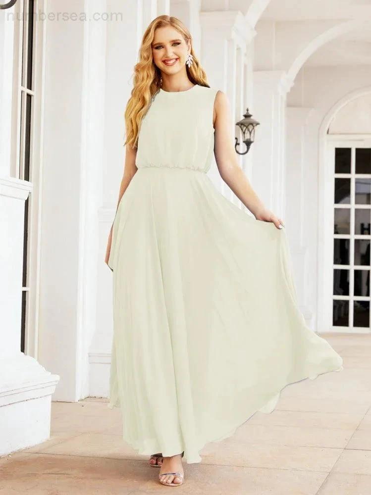 Numbersea Sleeveless Long Bridesmaid Dress A line Formal Evening Prom Gown 28025 by numbersea
