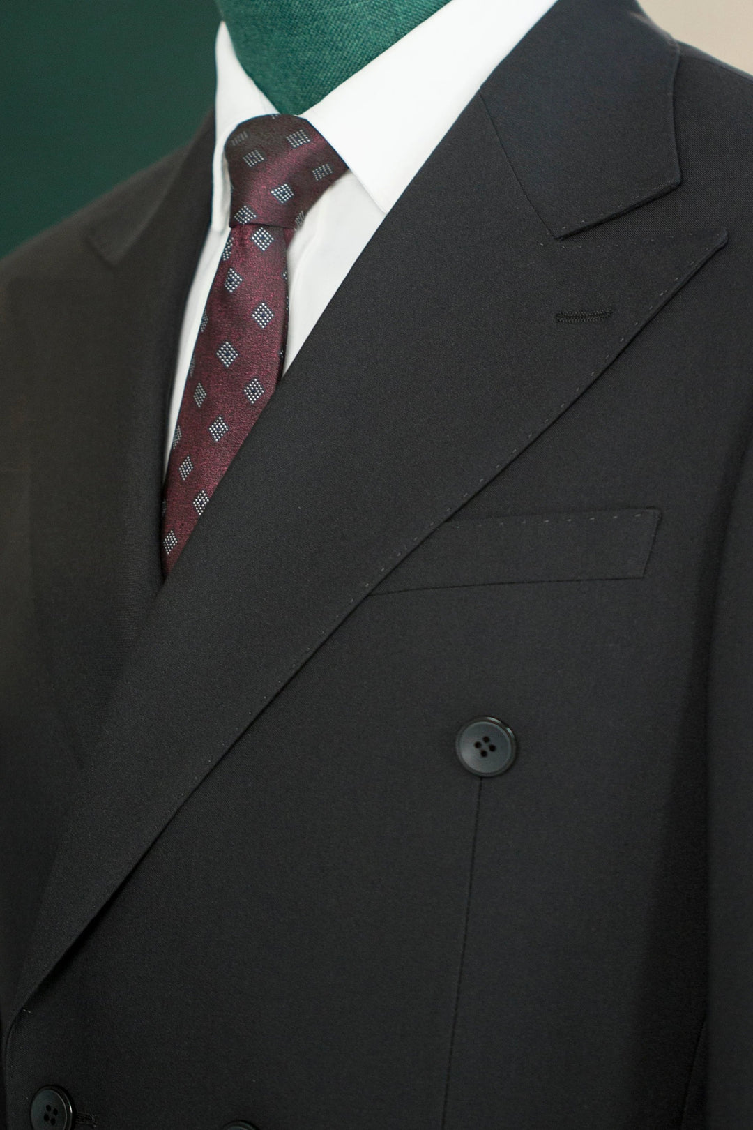 Black Wool Double-Breasted 3-Piece Wedding Suit | Tailored Groom &amp; Groomsmen Attire by 男装