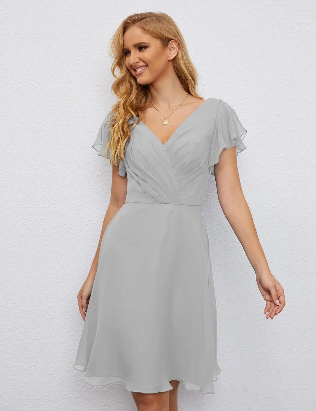Numbersea U Back Homecoming Dress Formal Prom Dress Knee Length Short Sleeves Cocktail Party Dress 28077 by numbersea