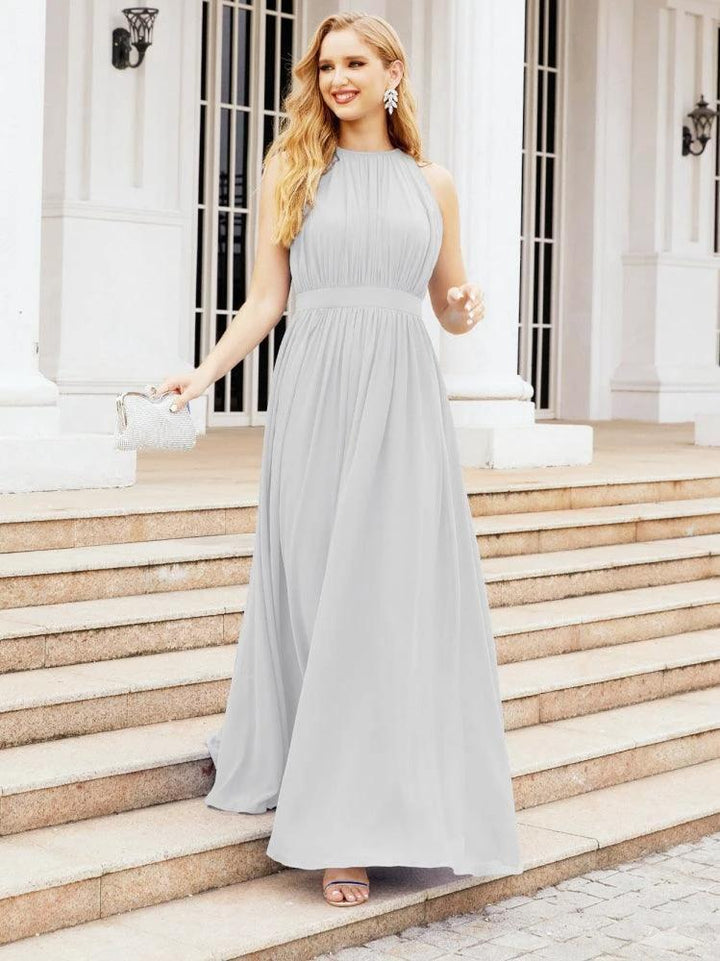 Numbersea Halter Bridesmaid Dress Empire Waist Formal Evening Prom Gown for Mother of The Bride 28030 by numbersea