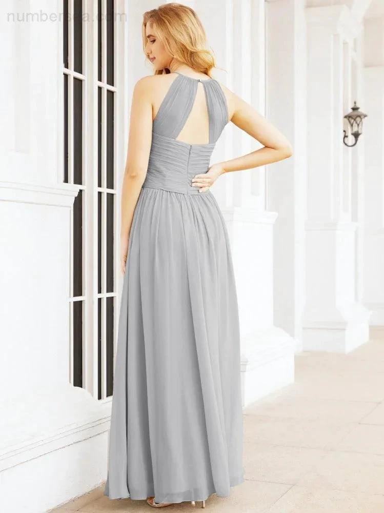 Numbersea Sleeveless Bridesmaid Dresses Long Prom Gown Zipper with Keyhole Back 28056 by numbersea